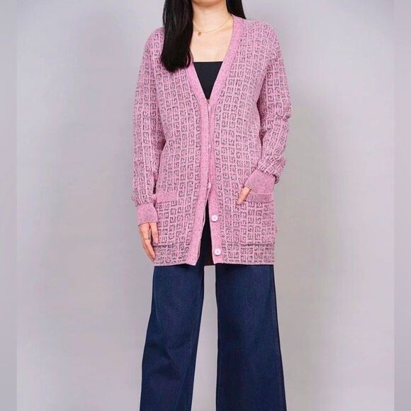 Givenchy 4G Jacquard Motif Logo Intarsia Cardigan - Picture 1 of 7